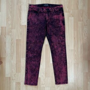 Rude Skinny Red Acid Wash Jeans